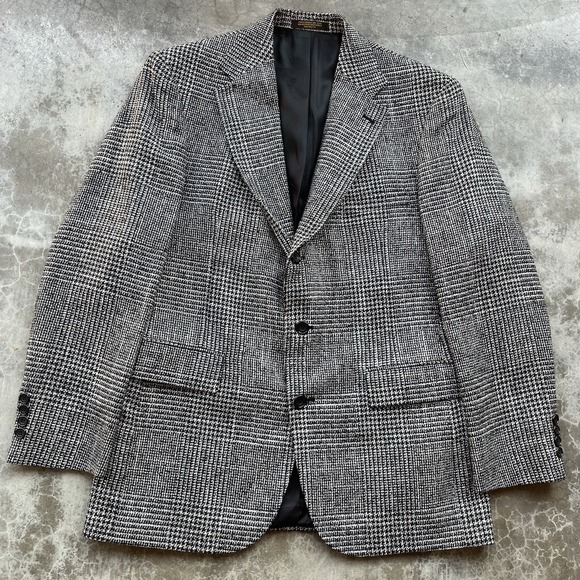 Vintage Evan-Picone Houndstooth Wool Suit Jacket Tweed Blazer Size 41 R